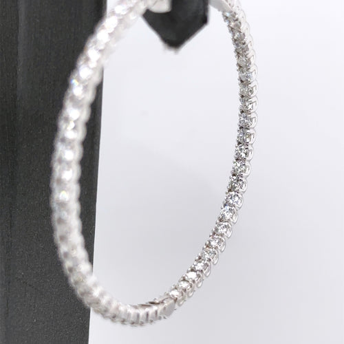 14k White Gold 4.00CT Diamond Inside Out Hoop Earrings, 9.6gm, S107565