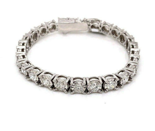 14k White Gold 8.00 CT Diamond Miracle Tennis Bracelet, 27.6g, 7", S14872