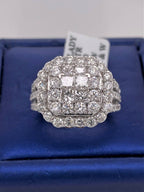 14k White Gold 3.50 CT Diamond Cluster Ring, 9.3g, Size 7.25, S104629