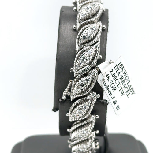 18K White Gold 2.00CT Diamonds Ladies Bracelet, 48.7G, S103753
