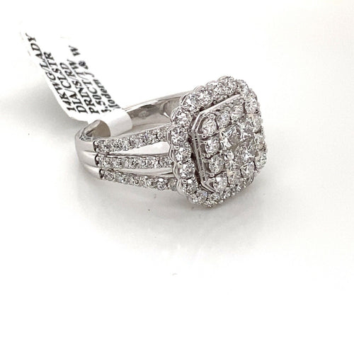 14k White Gold 3.50 CT Diamond Cluster Ring, 9.3g, Size 7.25, S104629