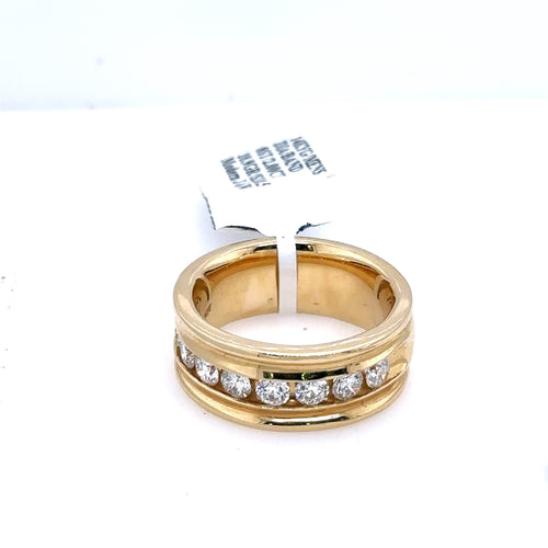 14k Yellow Gold 2.00 CT Diamond Men's Wedding Band, 18.9g, Size 10.5, S107617