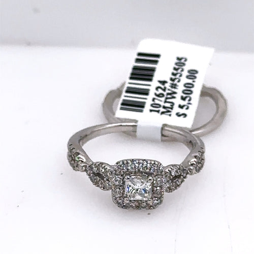 14k White Gold 1.25CT Diamond Engagement Ring Set, Size 7, S107624