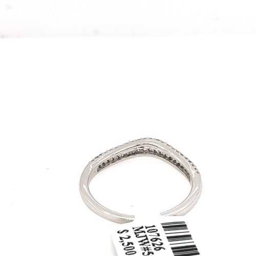 14k White Gold 0.5CT Pave Diamond Ladies V Shaped Band, 2.1g, Size 7, S107626