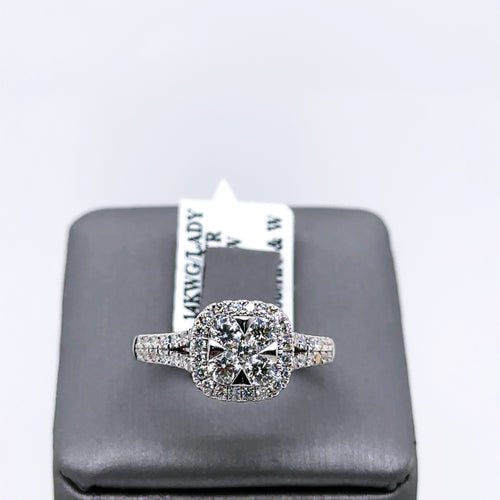 14k White Gold 0.75 Diamond Cluster Engagement Ring, 3.7g, Size  7, S107654