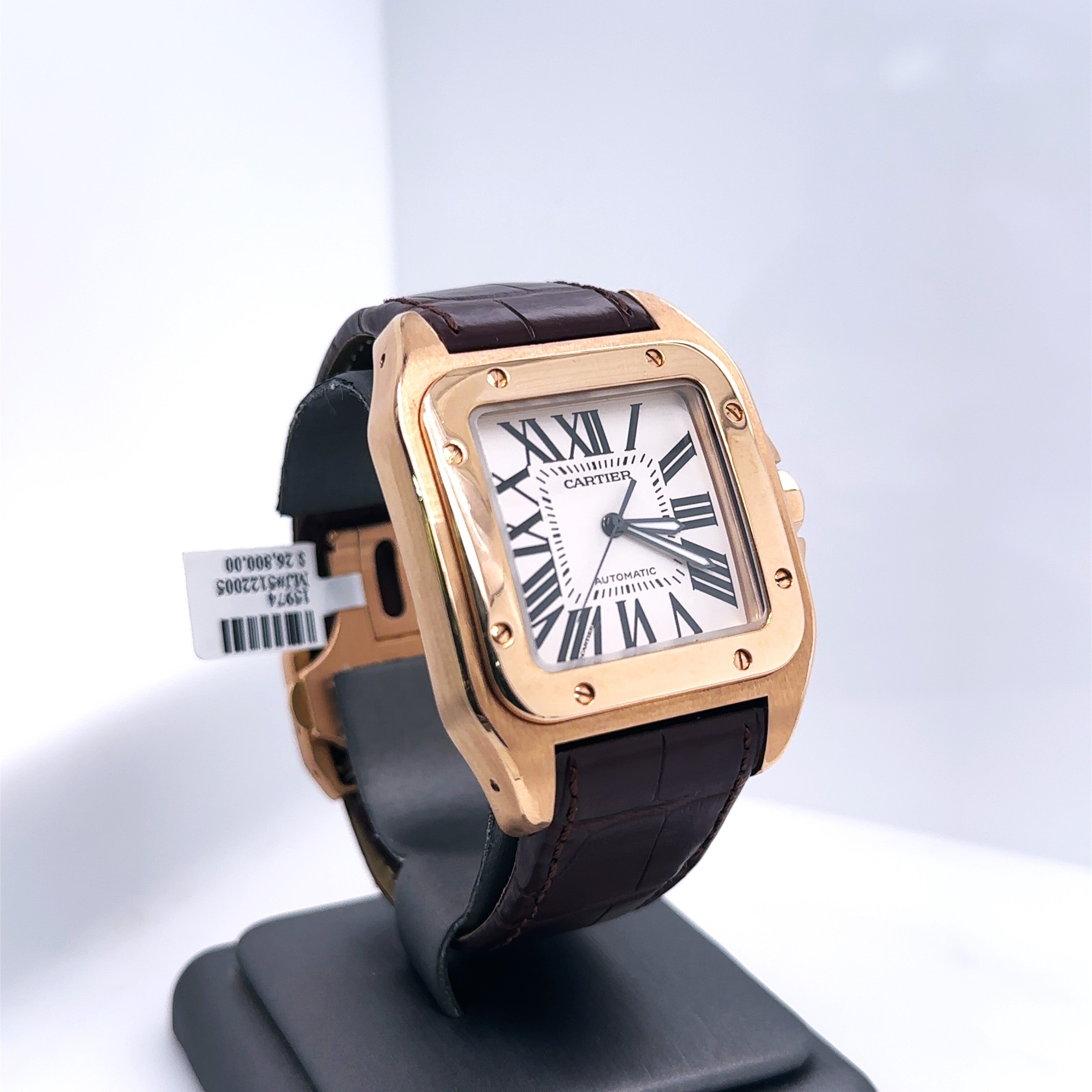 Cartier Santos 100 18k ROSE GOLD AUTOMATIC XL 38mm Watch W20095Y1