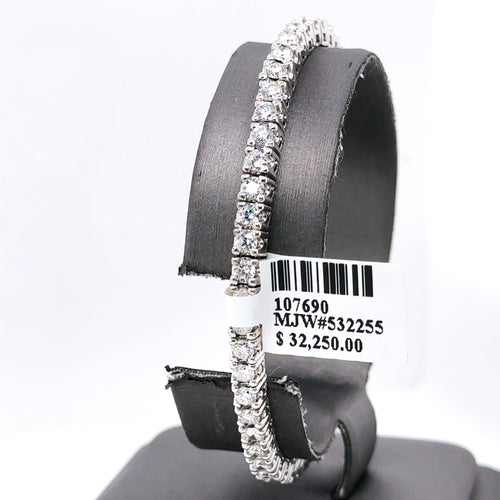 14k White Gold 4.90CT Diamond Ladies Stretched Bangle Bracelet, 18.21g, S107690